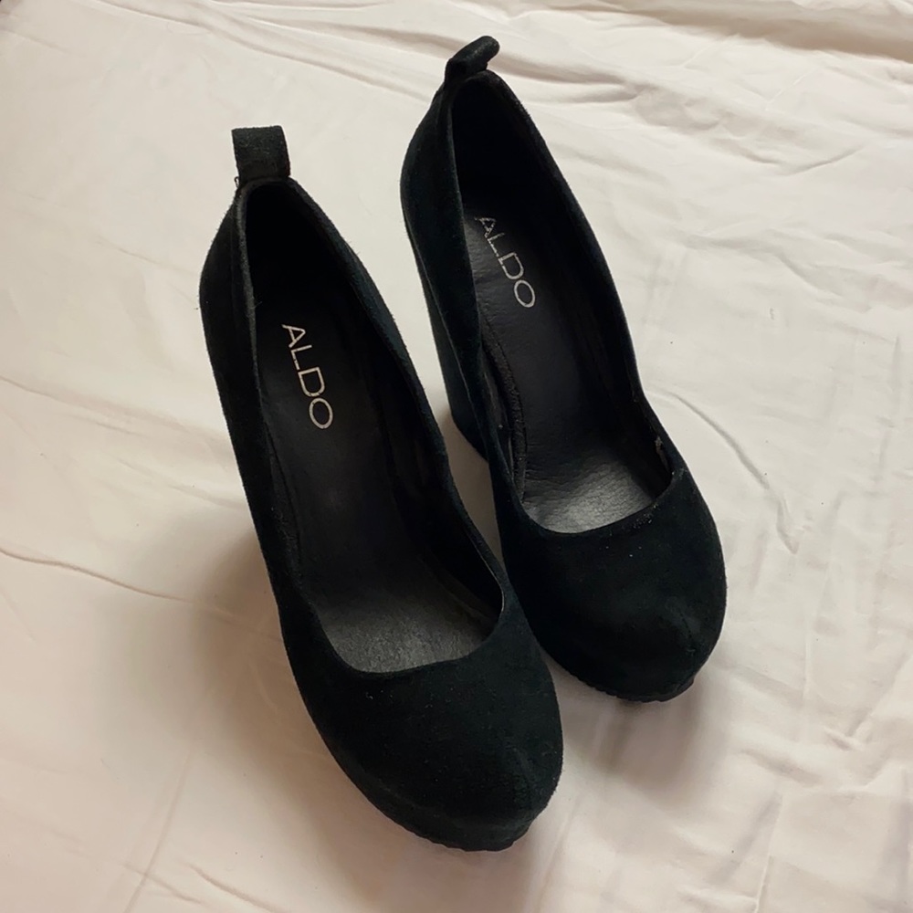 aldo black wedge sneakers